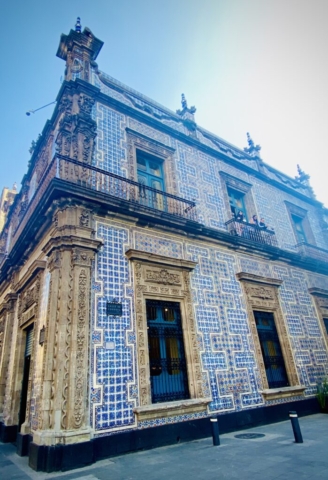 Beautiful building with blue tiles in Centro Historico