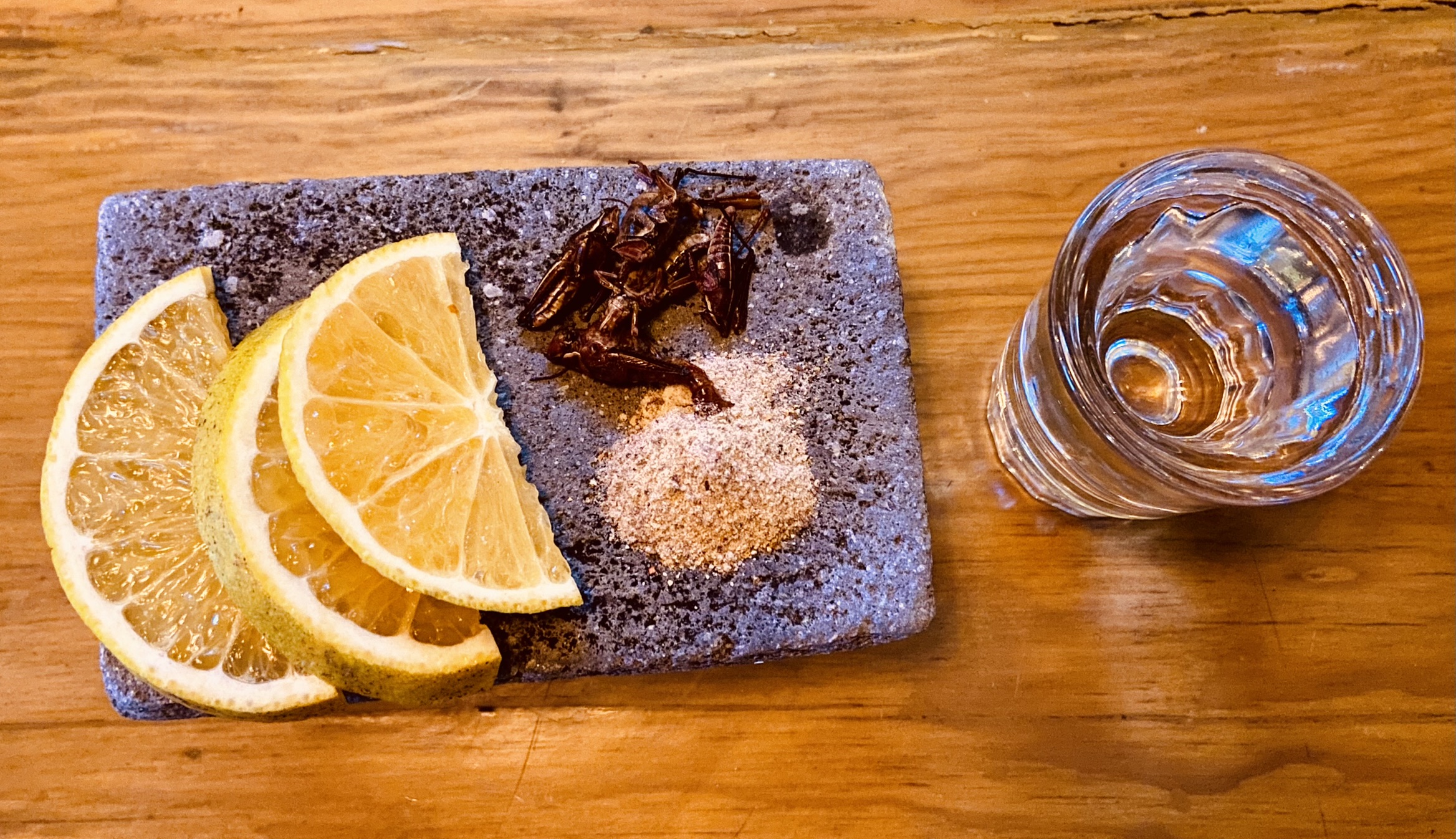 Mezcal with Chapulines